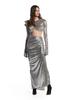 Spring and Autumn European-American Women's Two-Piece: Silver Sequin Long Skirt and Top