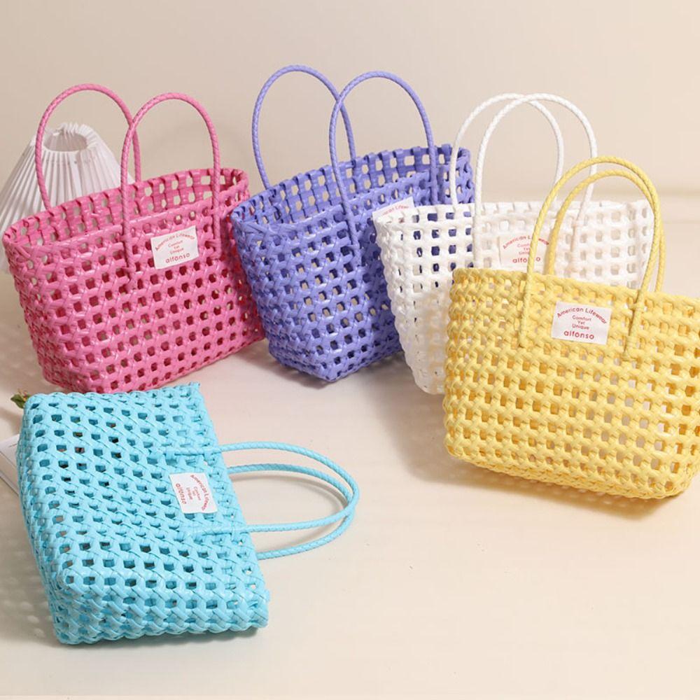 Bohemian Style Beach Tote Bag Vacation Style PVC Handbag Cute Vegetable Basket Bag Streetwear