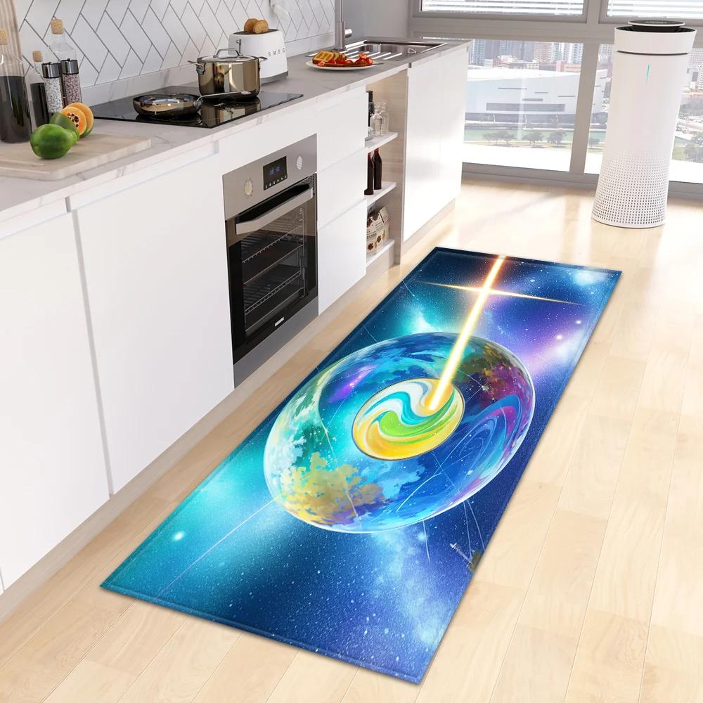 Starry Sky 3D Kitchen Rug Home Living Room Bedroom Balcony Floor Decor Carpet House Hallway Entrance Door Bath Non-Slip Foot Mat