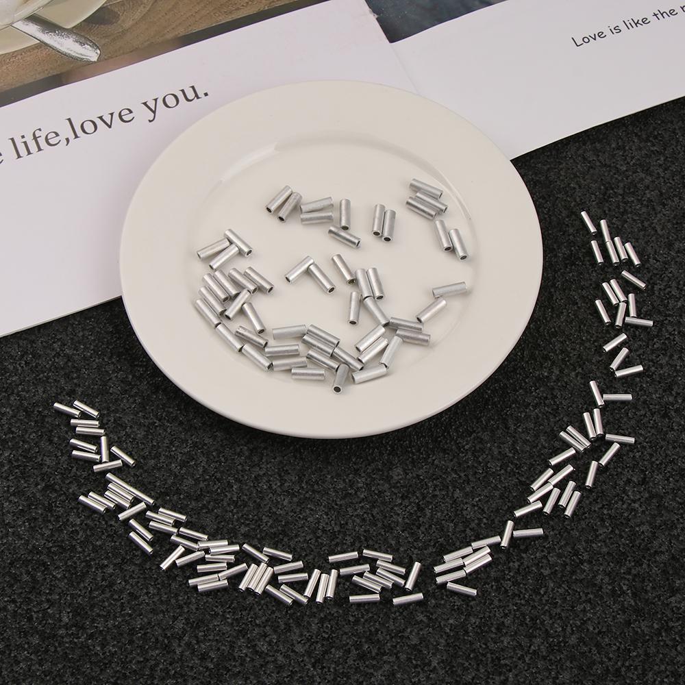 100Pcs Round Stainless Steel Fishing Tube Fishing Wire Pipe Crimp Sleeves Connector Fishing Line Accessories Tool