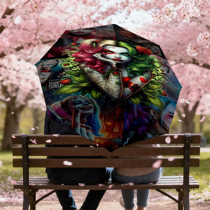 1PC Warner Tattooed Harley Quinn Umbrella-8-Rib Reinforced, Automatic Open, Lightweight & Durable-A19