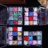 12/15 Grids/Box Mixed Resin Bowknot Nail Charms 3D Colorful Bow  Nail Art Decorations Diy Manicure Parts With Tools