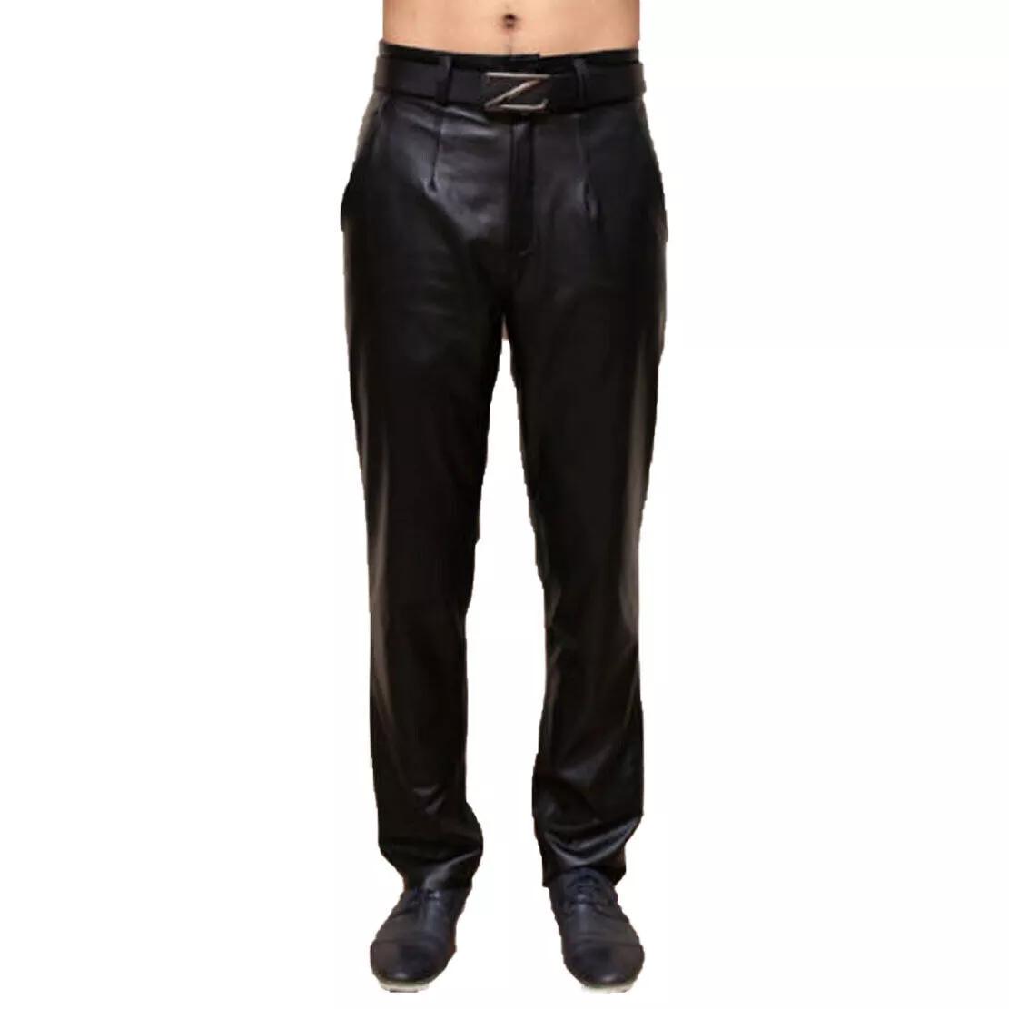 

Мужские брюки из мягкой кожи, повседневные, облегающего кроя, из натуральной черной кожи высокого качества, из овчины 34 чёрный