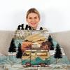 Holzmaserung glücklich Camping Bus Muster Tagesdecke weiche gemütliche Fleece Flanelldecke für Couch Schlafsofa