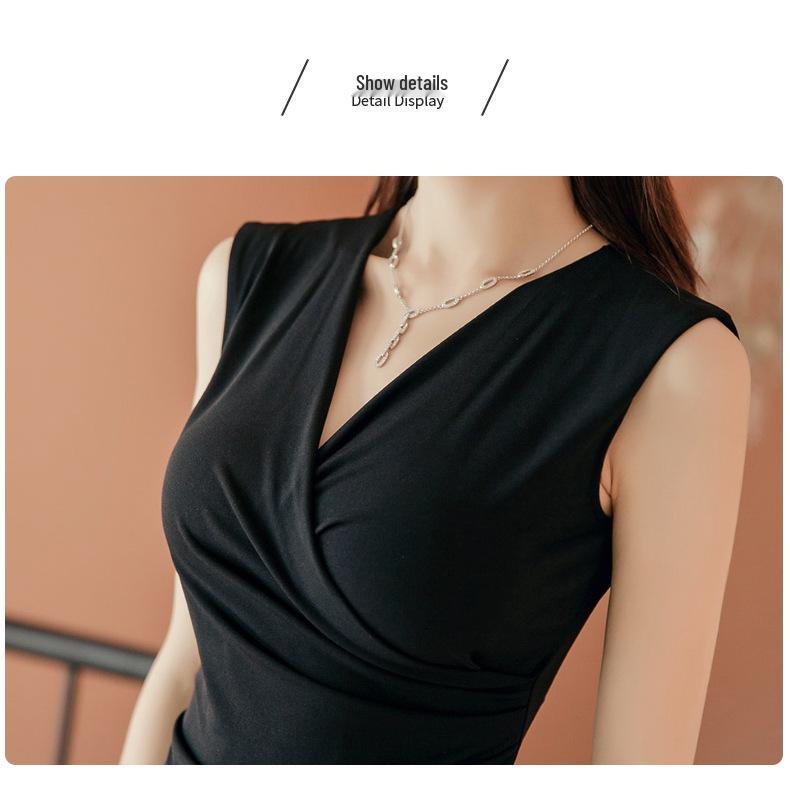 Korean Style Summer 2022 V-Neck Pleated Slimming Dress