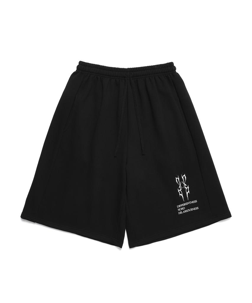 D.XO.H Thunder Label Printed Half Pants Black
