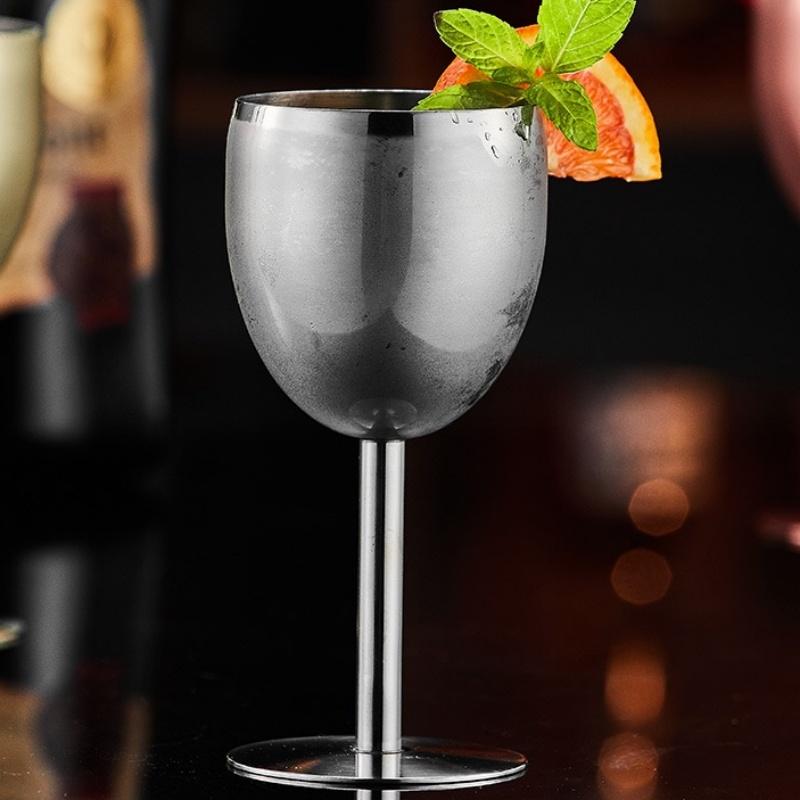 Stainless Steel Red Wine Glass, Single Layer Goblet, Large Capacity, Drum Shaped, Drop-resistant Wine Glass, 250ml, Agave Cup