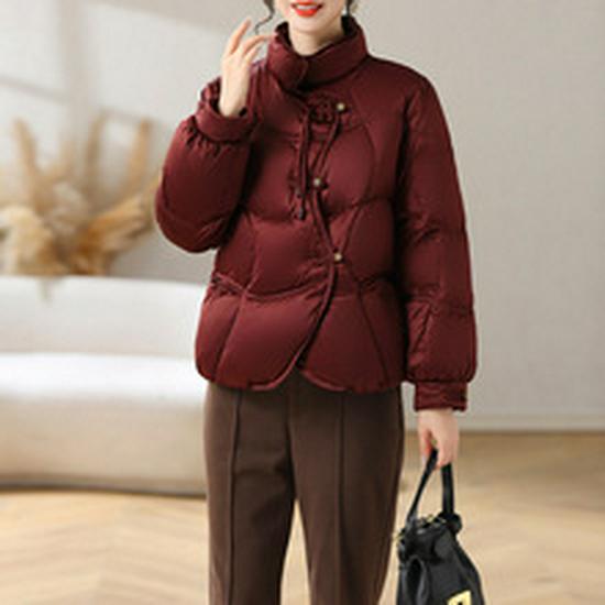 Petite Women's Down Jacket, 90% White Duck Down, 2025 Style, Thickened Warm Cotton Jacket for Middle-Aged & Elderly Women