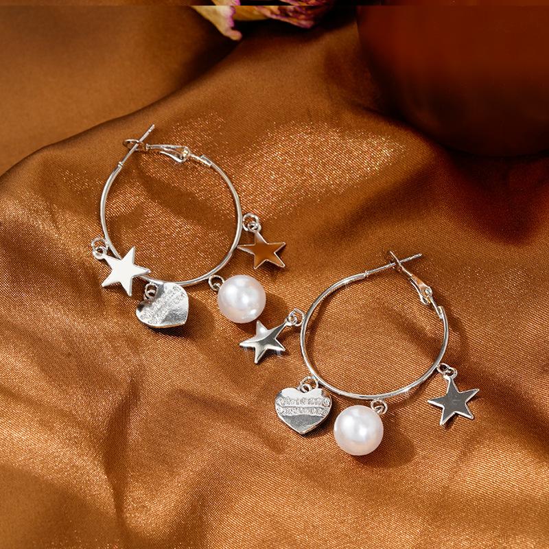 Минималистичные Стильные Металлические Серьги-Звездочки и Сердечки Женские Уникальный Дизайн Висячие Серьги
