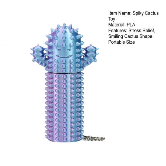 Stress Relief Spiky Cactus Fidget Toy Textured PLA Smiling Cactus Toy Portable Travel Cactus Pain Stimming Tool Sensory Toy