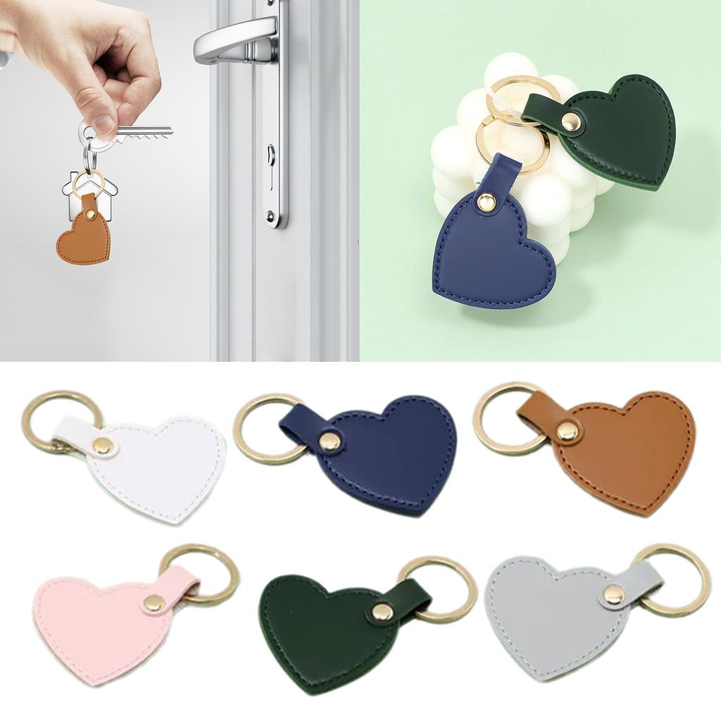 Set of 6 Fashionable Heart Key Holder Colorful Love Pendant Keychain Eye Catching Leather Key Chain Bag Charm Accessory