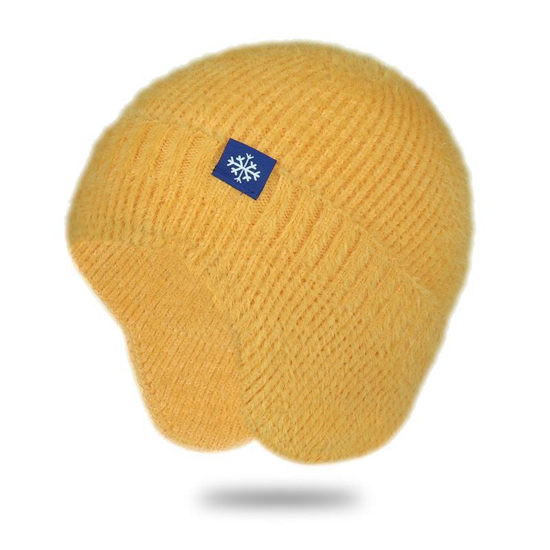 

Зимняя теплая бархатная шапка, вязаная шапка из пряжи, теплая шапка для велоспорта на открытом воздухе One Size жёлтый