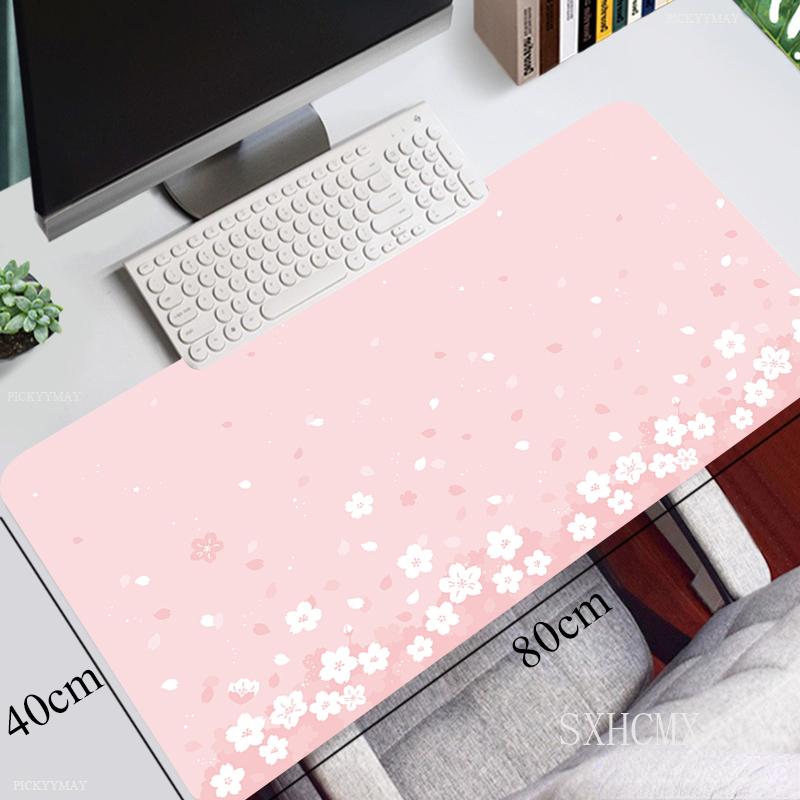 Rosa Kirschblüten Speed-Locking-Rand Großes Natürliches Gummi-Mauspad Wasserdichtes Gaming-Schreibtisch-Mauspad Tastaturmatte Für Damen