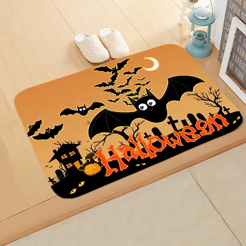 1/2/4PCS Halloween Funny Decoration Door Mat Skull Indoor Entrance Floor Doormat Non Slip Halloween Decor Rubber Welcome Mats