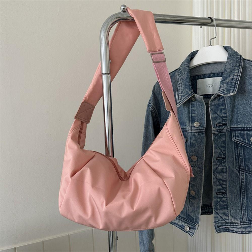 

Регульована сумка-пельмень кросбоді, сумка-тоут півмісяцем, повсякденна нейлонова жіноча сумка рожевий