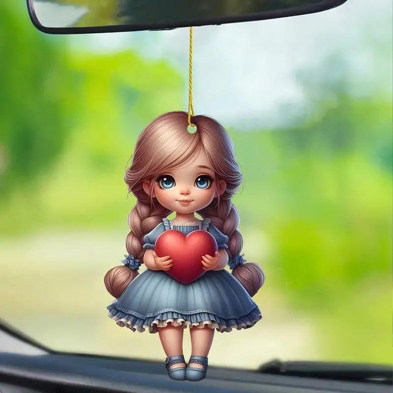 Unique Acrylic Car Pendant Charming Cartoon Design Versatile Home Decor Accessory
