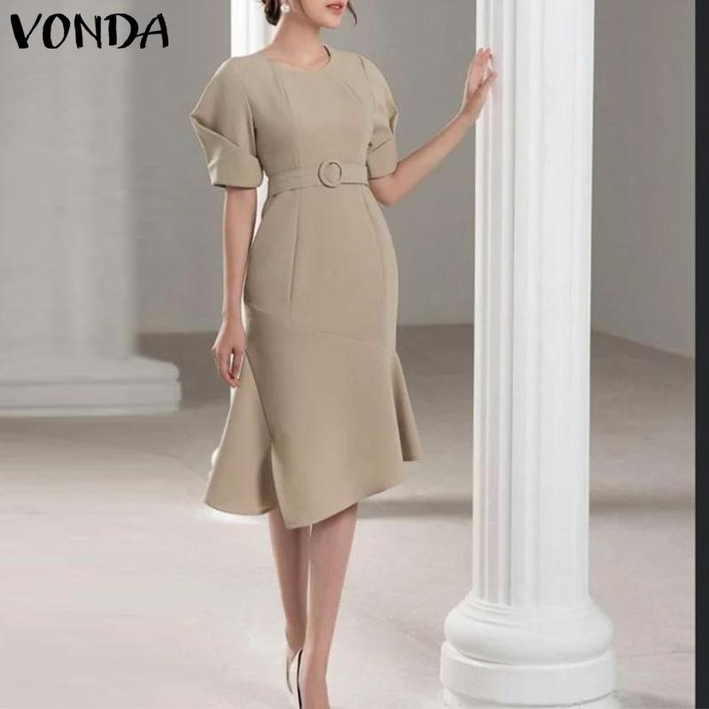 

VONDA Элегантное женское платье миди с разрезом на талии и русалкой