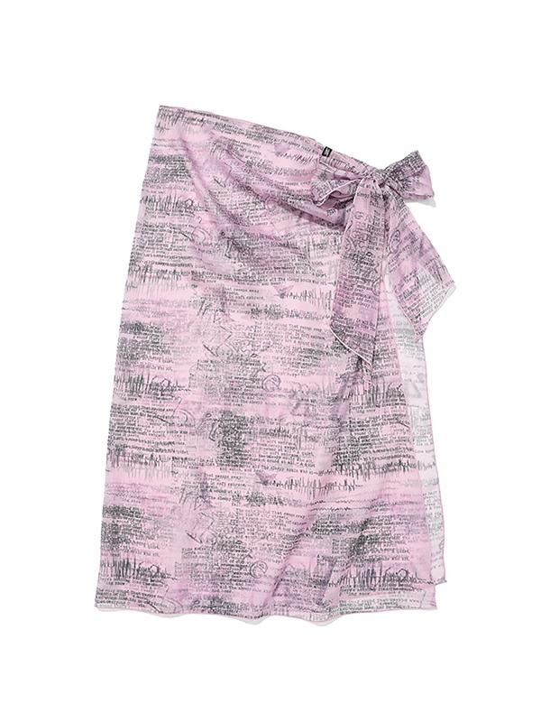 KIRSH Collection Print Wrap Skirt [Pink]