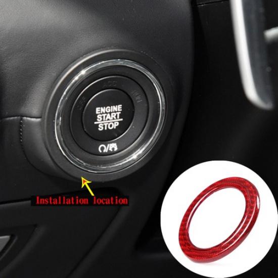 Red Carbon Fiber Engine Start Stop Ring Trim Cover For Maserati Ghibli 14-21
