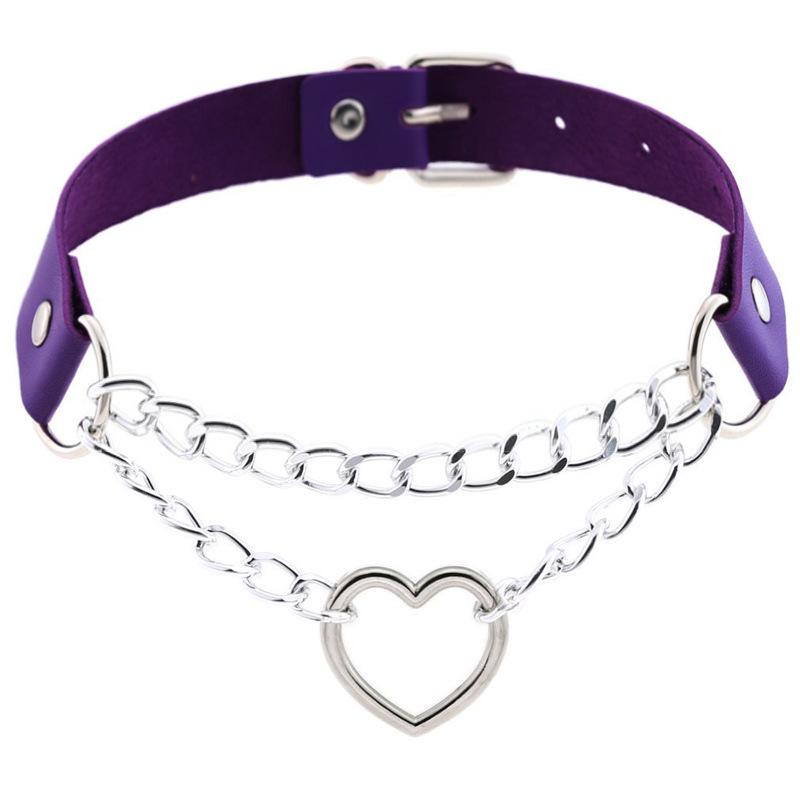 Eco-friendly Harajuku Peach Heart PU Leather Choker Necklace - Trendy Heart-Shaped Clavicle Chain