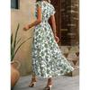 New Summer V Neck Printed Midi Dress Women's Casual Fashion Dress for Outdoor Daily Wear