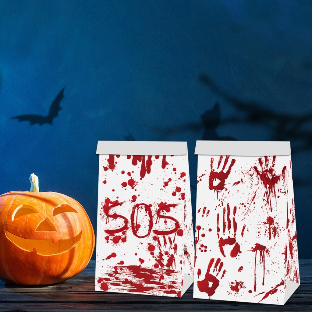 Themed Horror Halloween Blood Hand Pattern Party Candy Snack Packaging Bag Paper