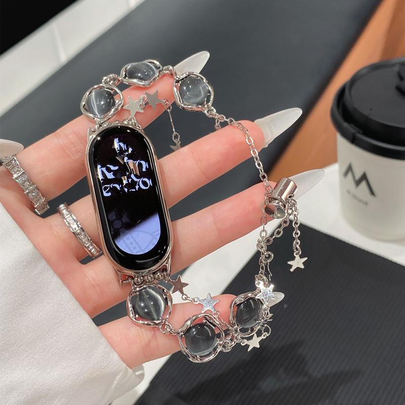 

Бриллиантовый браслет для Xiaomi Band 9, сменный браслет для Miband 8, металлический спортивный ремешок For xiaomi band 9/8 чёрный