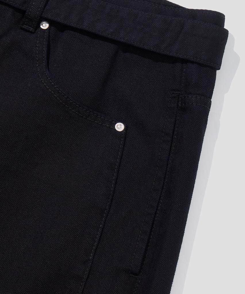 AGOD Belted Incision Cotton Bermuda Pants [Black]