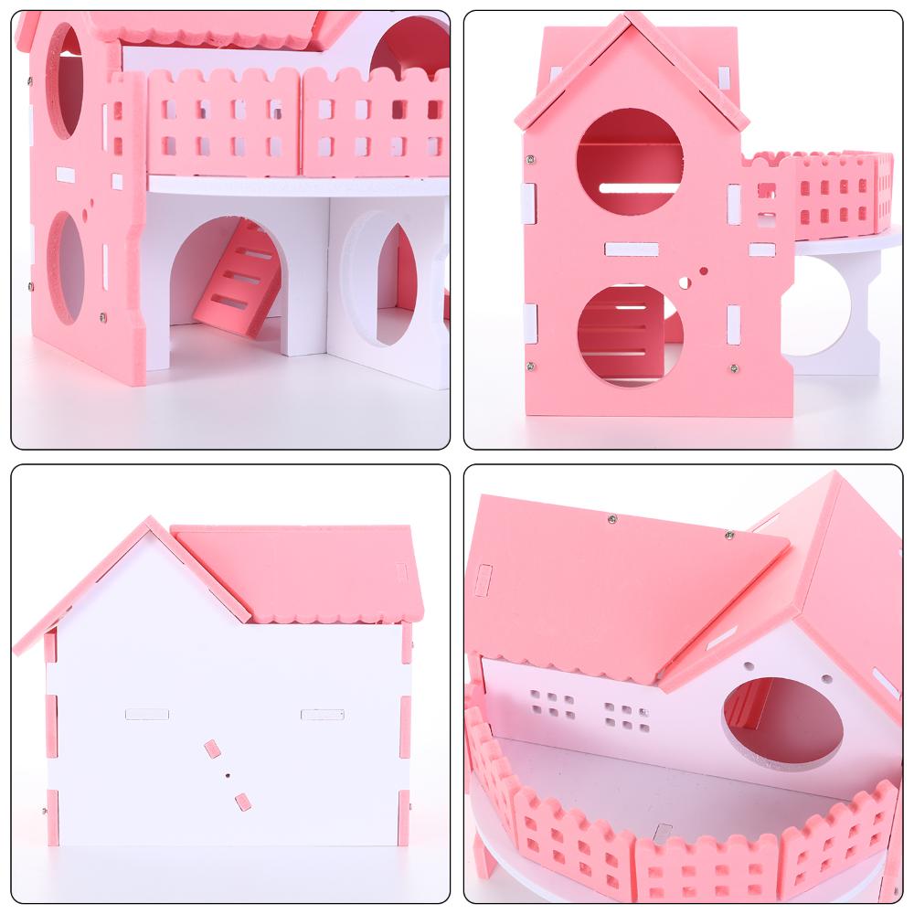 Conjunto de brinquedos para hamster inclui casa de hamster de madeira para pequenos animais, gerbil hamster, ponte arco-íris, brinquedo de gangorra, milho para mastigar