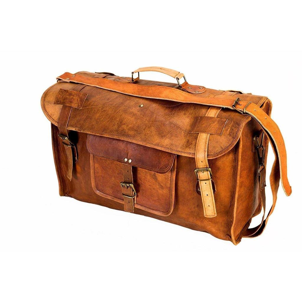 Genuine Leather Huge Capacity Duffle Bag Men Overnight Carry Travel Luggage Gym