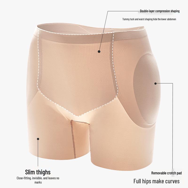 Damen Hüftformende Hose: Gepolsterter, hochtaillierter Boyleg mit Bauchkontrolle und abnehmbarem Sicherheitszwickel für breitere Hüften