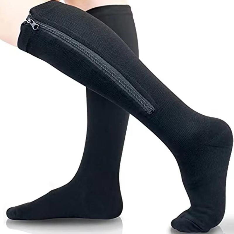 Zdravotní kompresní podkolenky se zipem Dámské Pánské Vysoká elasticita Nylon Uzavřená špička Tlakové punčochy Pro otoky Křečové žíly