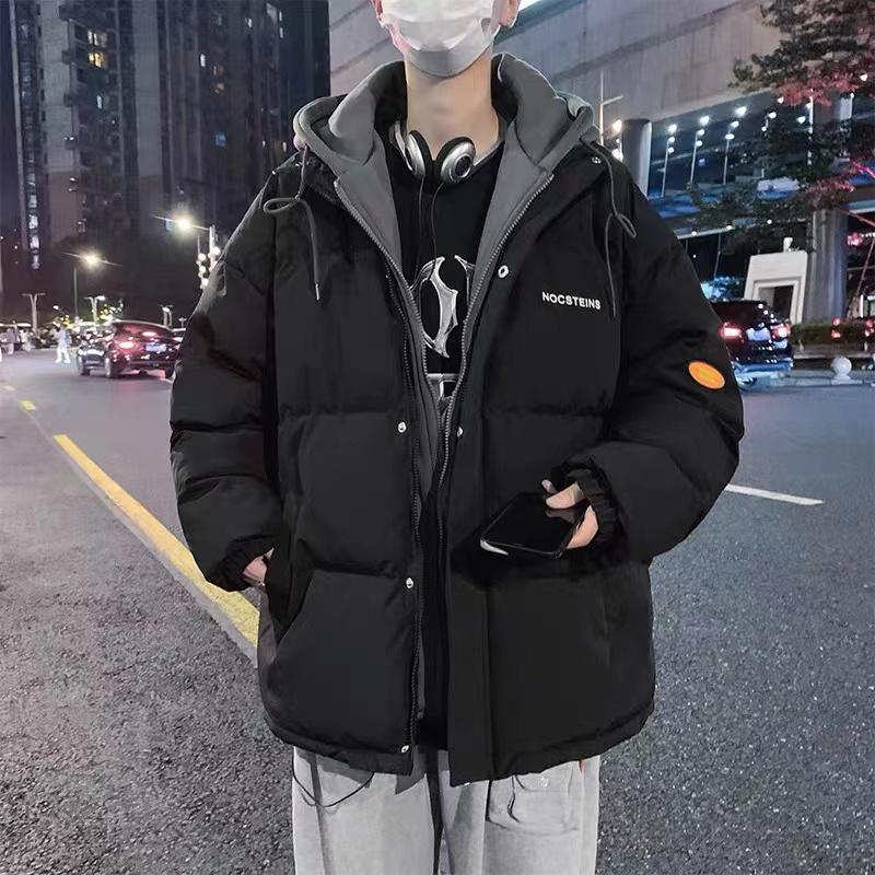 Men's Winter Cotton Printed Casual Jacket - Hong Kong & Korean Style, Thickened, Loose Fit, Stand Collar.