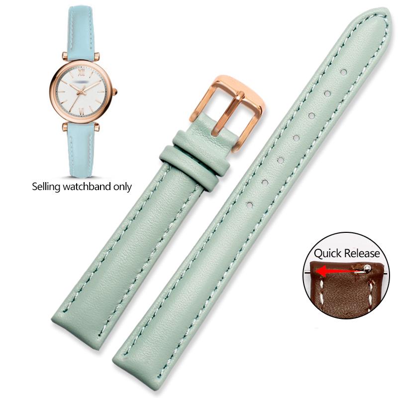Genuine Leather Watchband for Casio Citizen Fossil Plain Watch Strap Folli Ladies Bracelet Blue Pink Brown 14mm 16mm 18mm 20mm