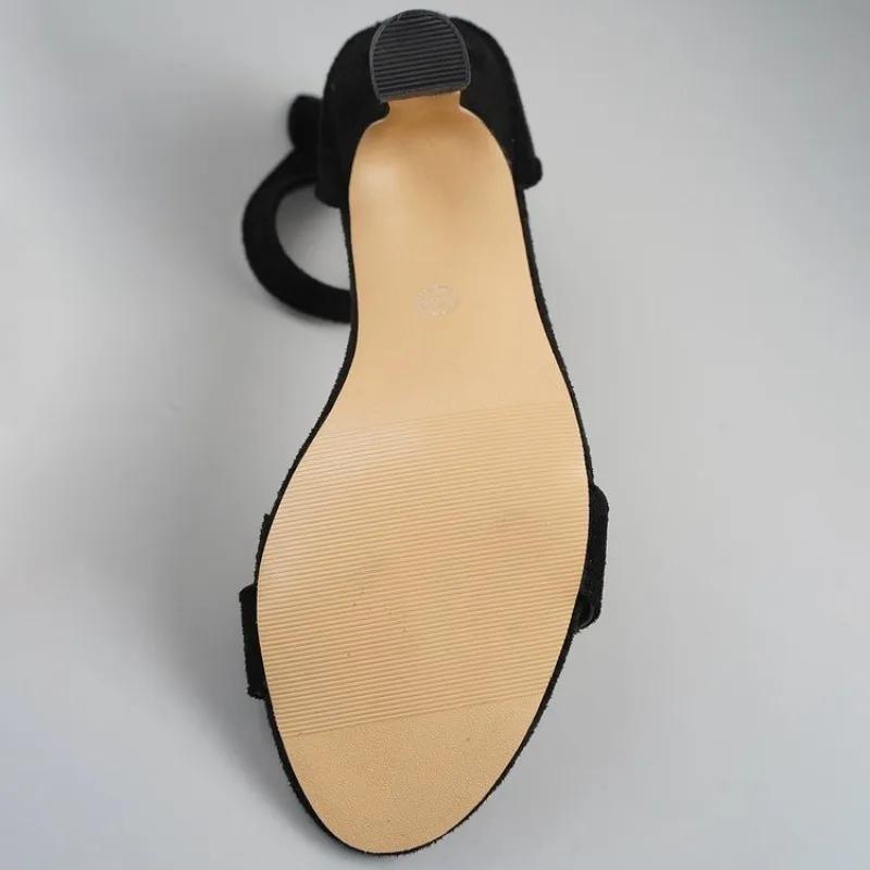 Fashion 2025 Hot Sale Black High Heels Sandals Women Summer Shoes Women Fashion Open Toe Buckle Sandals Casual Square Heel Female Shoes