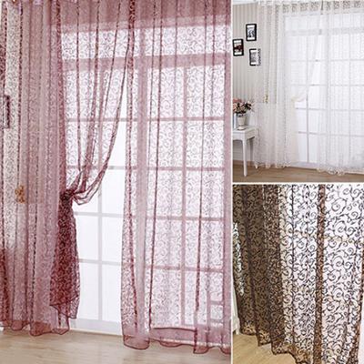Romantischer floral bedruckter transparenter Voile Heimfenster Türteiler Drapierung