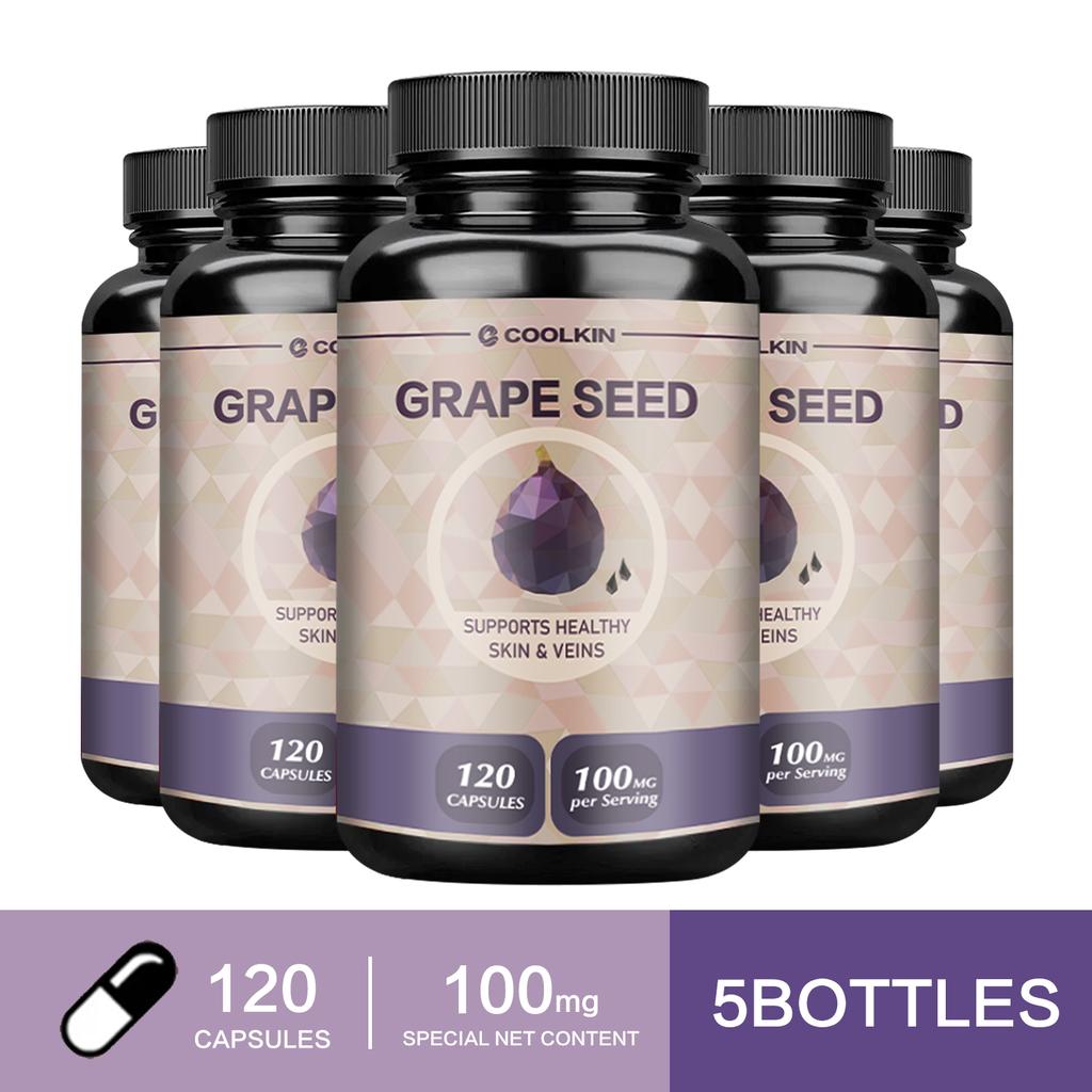 Coolkin Premium Grape Seed Extract Capsules, 95% Polyphenols, 100mg, Easily Absorbed, Gluten-Free, Suitable for Both Men and Women.