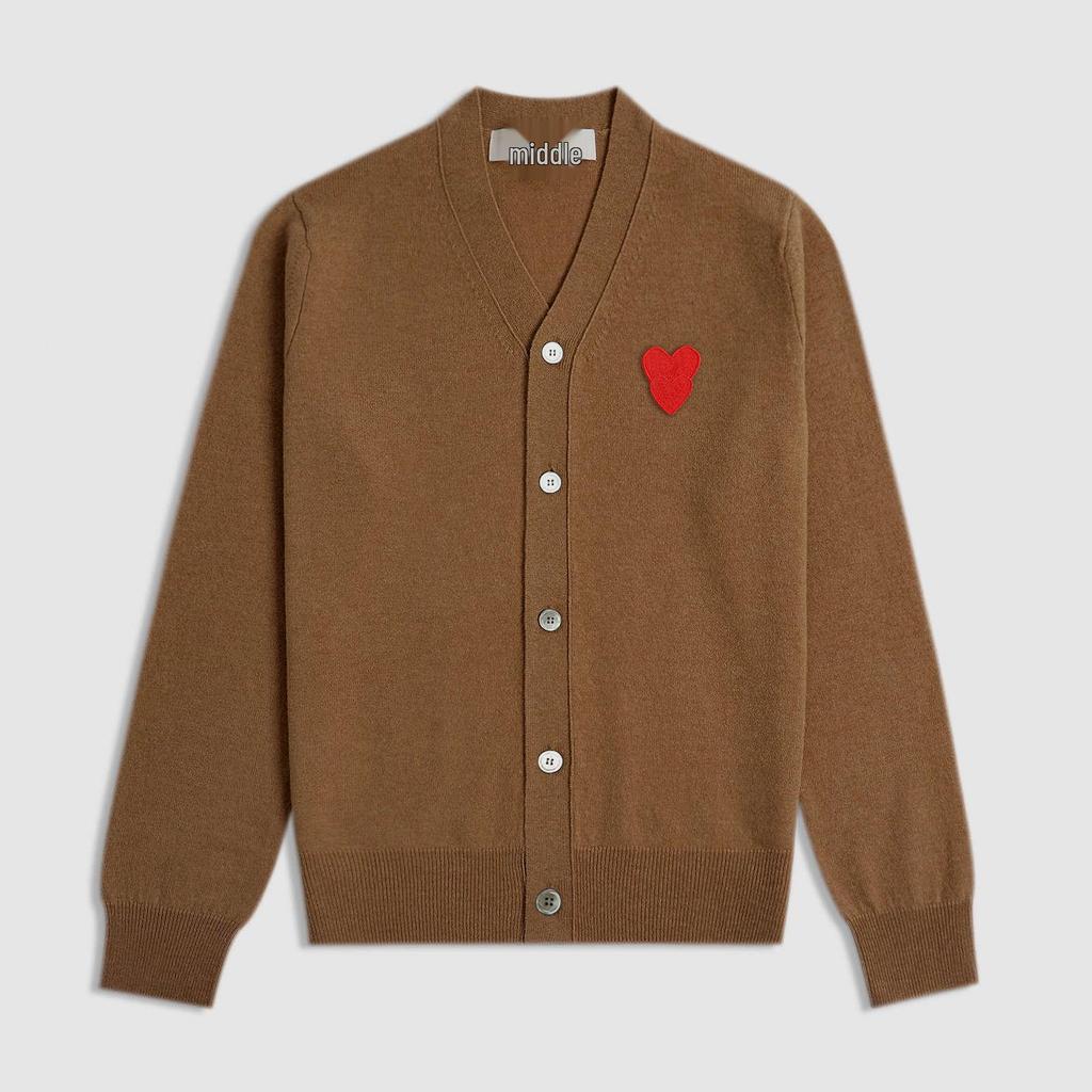 CDG Kawakubo Herz V-Ausschnitt Woll-Cardigan - Japanischer Stil PLAY Strickpullover