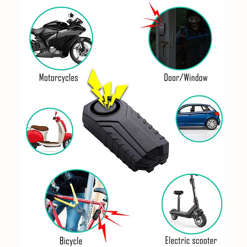Bicycle Motorcycle Vibration Alarm Bike Alarm Remote Control Wireless Anti-Theft Alarm 113Db Triggered Vibration Sensor