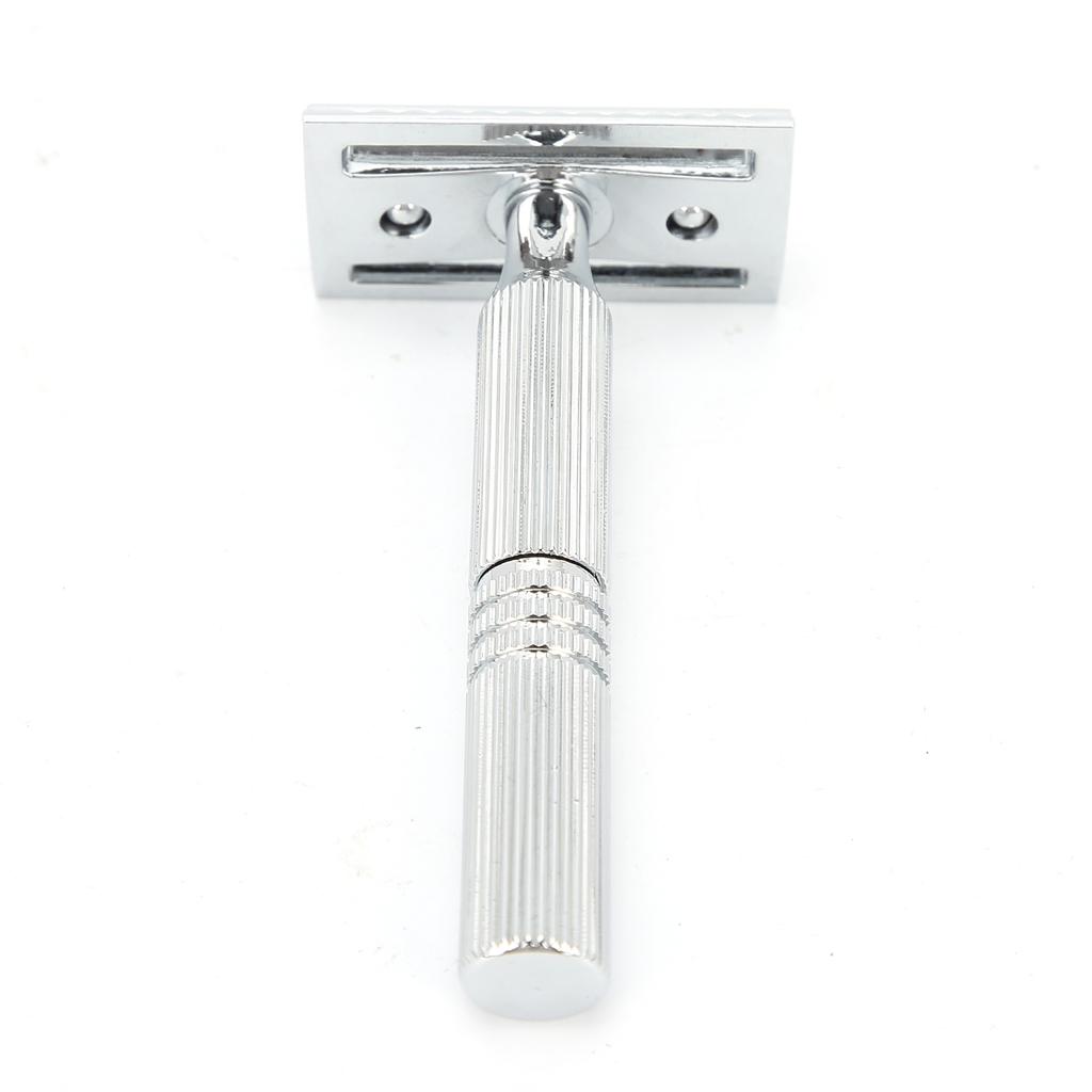 Professional Men Alloy Safety Razor Home Travel Portable Shaver Without Blade (Silver)