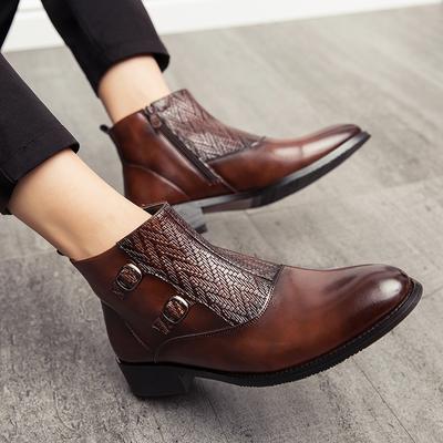 2024 Modne Męskie Buty w Brytyjskim Stylu Zimowe Botki Wysokie Buty Modne Nowe Męskie Buty z Ostrym Czubkiem na Wesele