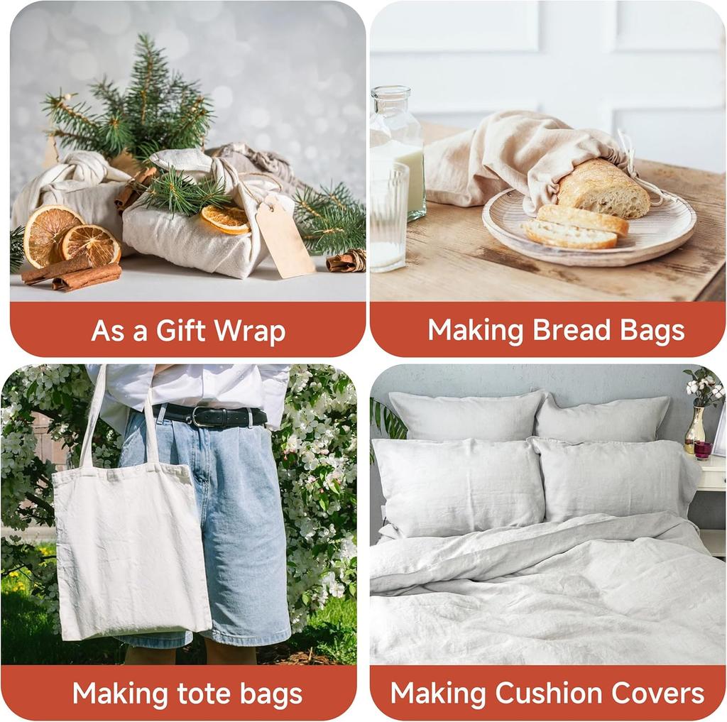 100% French Linen Fabric, Soft Non-woven Washed Linen for Clothing, Tablecloths, Curtains, DIY Sewing Natural Flax Material