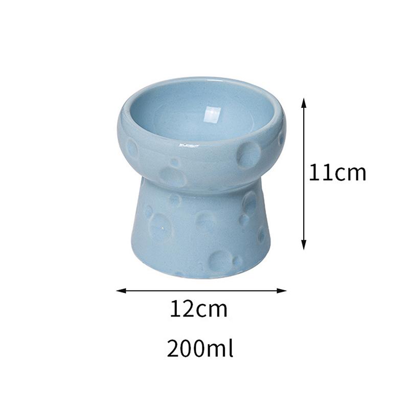 Ceramics Cat Bowl With Cheese Design Cat Food Bowl Water Plate Snack Dish Large Caliber Anti-Tip With Stand For Neck Protection