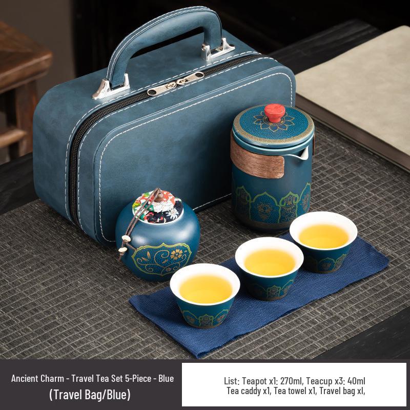 Portable Kung Fu Tea Set for Travel, Camping, and Business Gifts with Logo