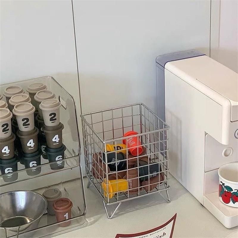 Storage Basket Stainless Steel Mesh Open Design Storage Container for Home Office Dorm Silver