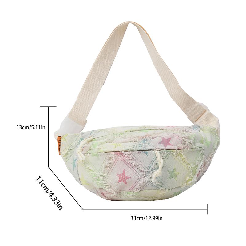 A Light Star Pattern, Fabric Shoulder Bag, Crossbody Bag, Adjustable Shoulder Strap, Stylish Color