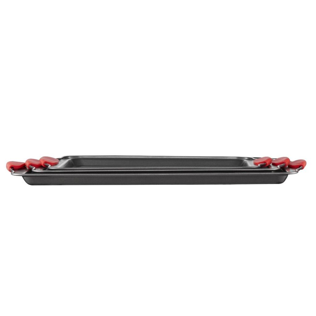 Baking Pan Set 3-Piece Nonstick Carbon Steel Set with Silicone Handles