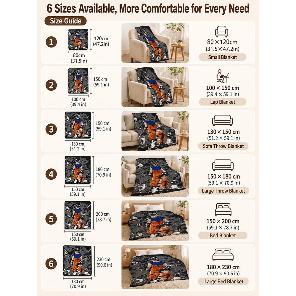 Goku'S Evolution Theme Anime Flannel Blanket Thick Warm Fleece Blanket For Bedroom Sofa Nap Home Party Decor New Year Gift