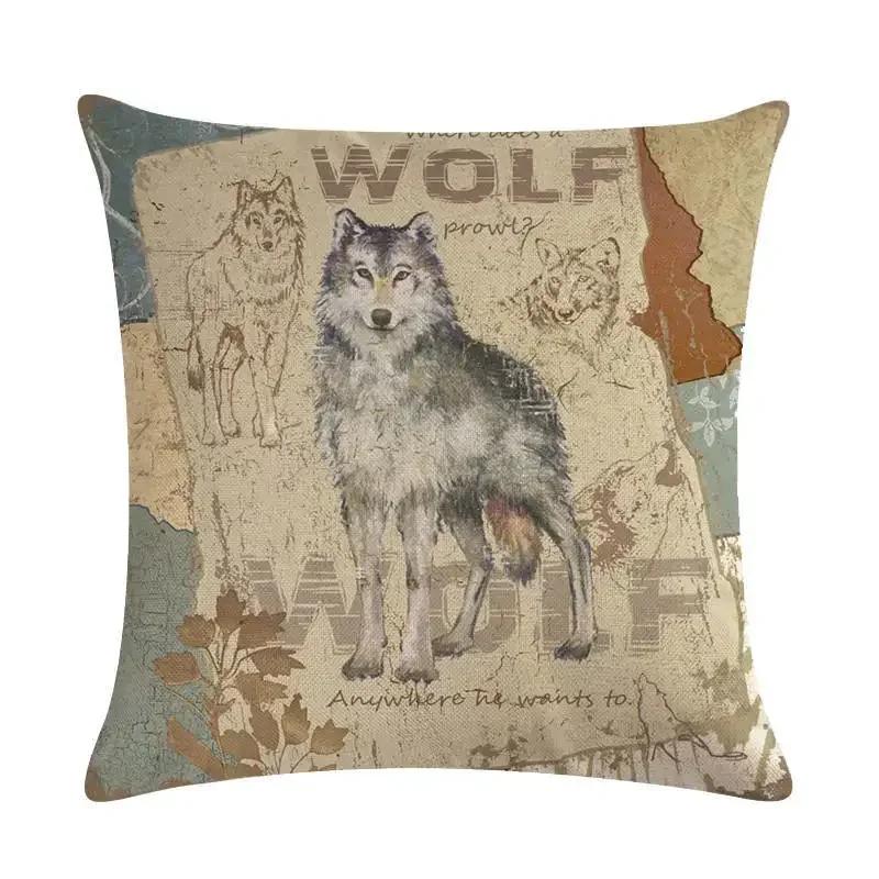 45x45cm Animal Polyester Cushion Cover Bear Pillowcase Wolf Owl Fox Moose Deer Elk Vintage Throw Pillow Cover