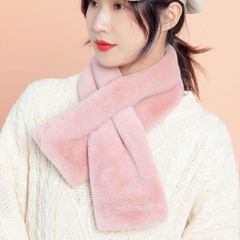 Women's Cute Korean-Style Plush Bear Scarf - Warm & Versatile for Autumn/Winter